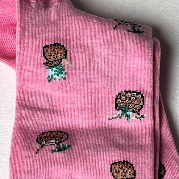 J.Crew  Preppy Crew Style Trouser Pink Tropical Coconut Drink Socks OS NWT - Picture 7 of 8